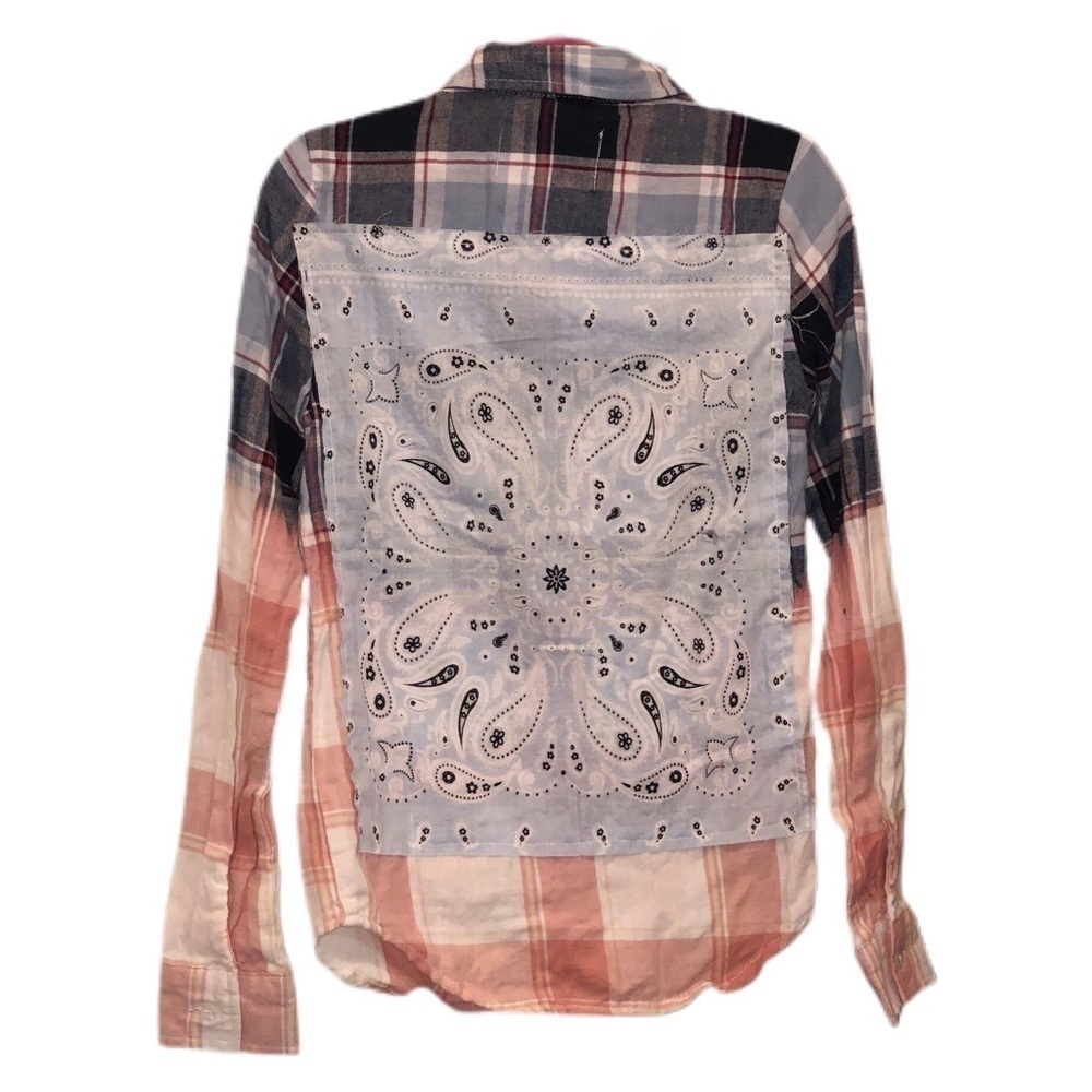 Kid’s Navy, Baby Blue, & Pink Plaid W/ Bandana Back Patch - Picture 4 of 4